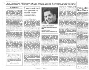 New York Times book review of A Long Strange Trip by Dennis McNally: An Insider's History of the Dead, Both Serious and Profane